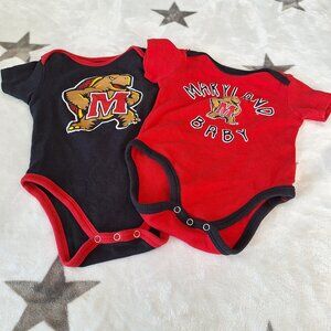 University Of Maryland Terrapins Body Suit 2 Piece 3-6 Months Unisex One Piece